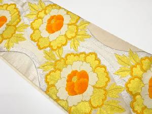 アンティーク　立涌に牡丹模様織り出し袋帯（材料）